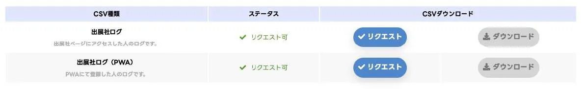 出展者ログ（PWA） CSVダウンロード
